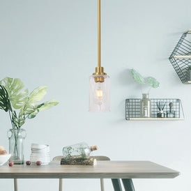 VINLUZ Brass Kitchen Island Light Cylinder Glass