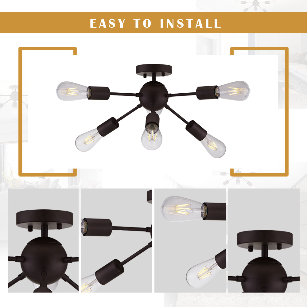 VINLUZ Modern Chandelier Lighting 6 Lights Oil-Rubbed Bronze