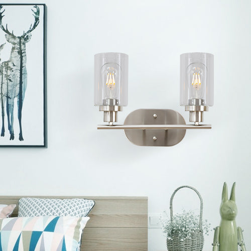 2 Light VINLUZ Bathroom Vanity Light Brushed Nickel Wall Sconce