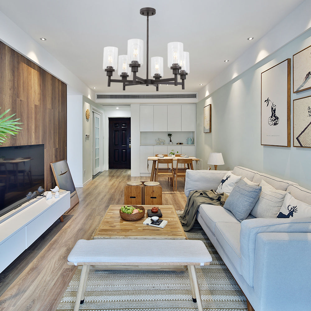 VINLUZ 6 Light Farmhouse Chandelier Classic Pendant Lighting Oil-Rubbed Bronze