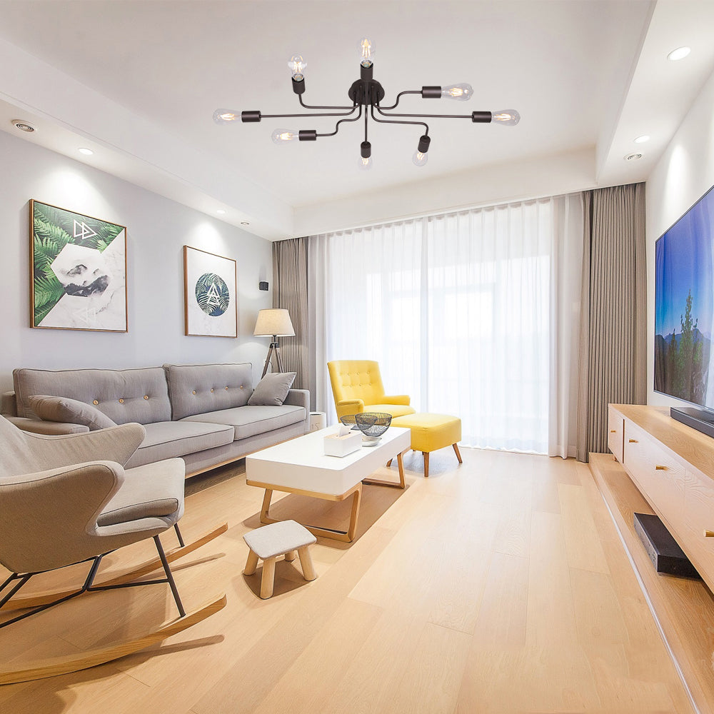 VINLUZ Modern Metal 8 Lights Oil-Rubbed Bronze Kitchen Dining Room Lighting