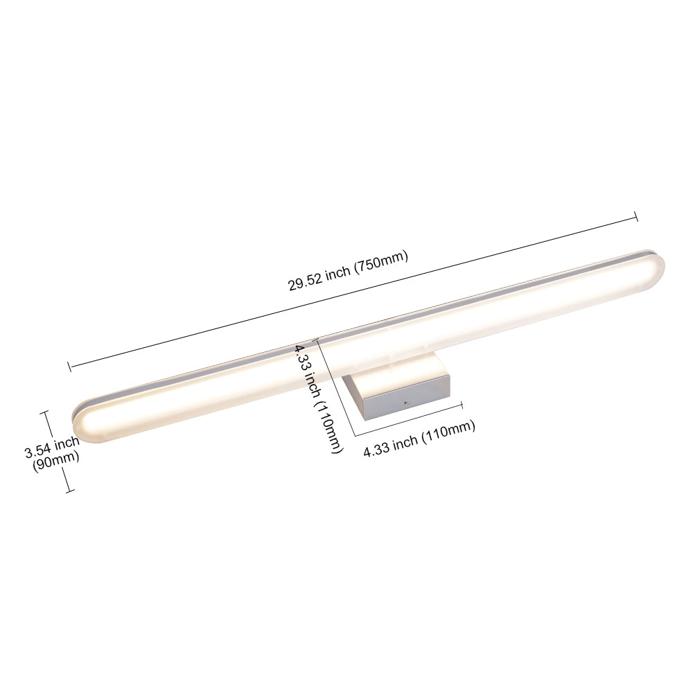 VINLUZ 26W 2700K LED Vanity Light Bathroom Light Fixture Stainless Steel Warm Light