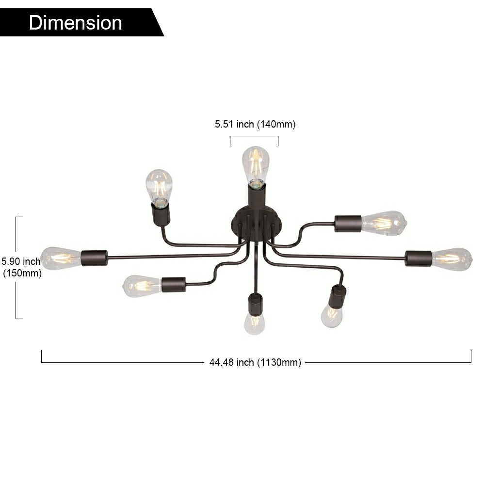 VINLUZ Modern Metal 8 Lights Oil-Rubbed Bronze Kitchen Dining Room Lighting