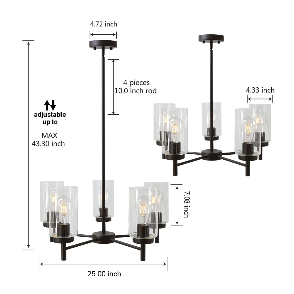 VINLUZ Contemporary 5-Light Large Chandeliers Oil Rubbed Bronze