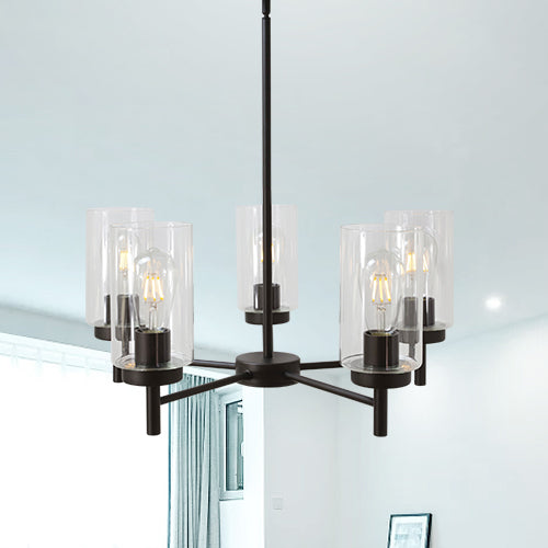 VINLUZ Contemporary 5-Light Large Chandeliers Oil Rubbed Bronze