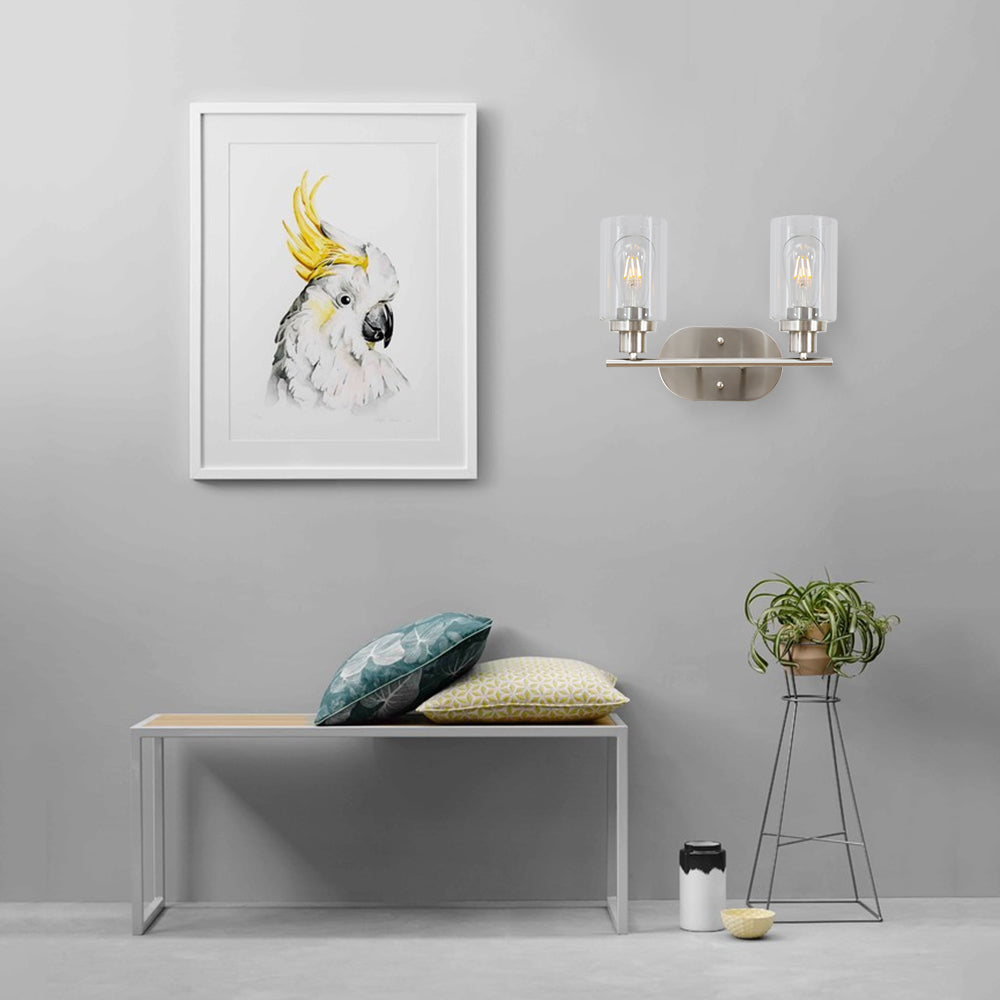 2 Light VINLUZ Bathroom Vanity Light Brushed Nickel Wall Sconce
