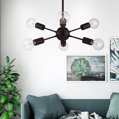 VINLUZ Modern Sputnik Chandelier Lighting 6 Lights Oil-Rubbed Bronze