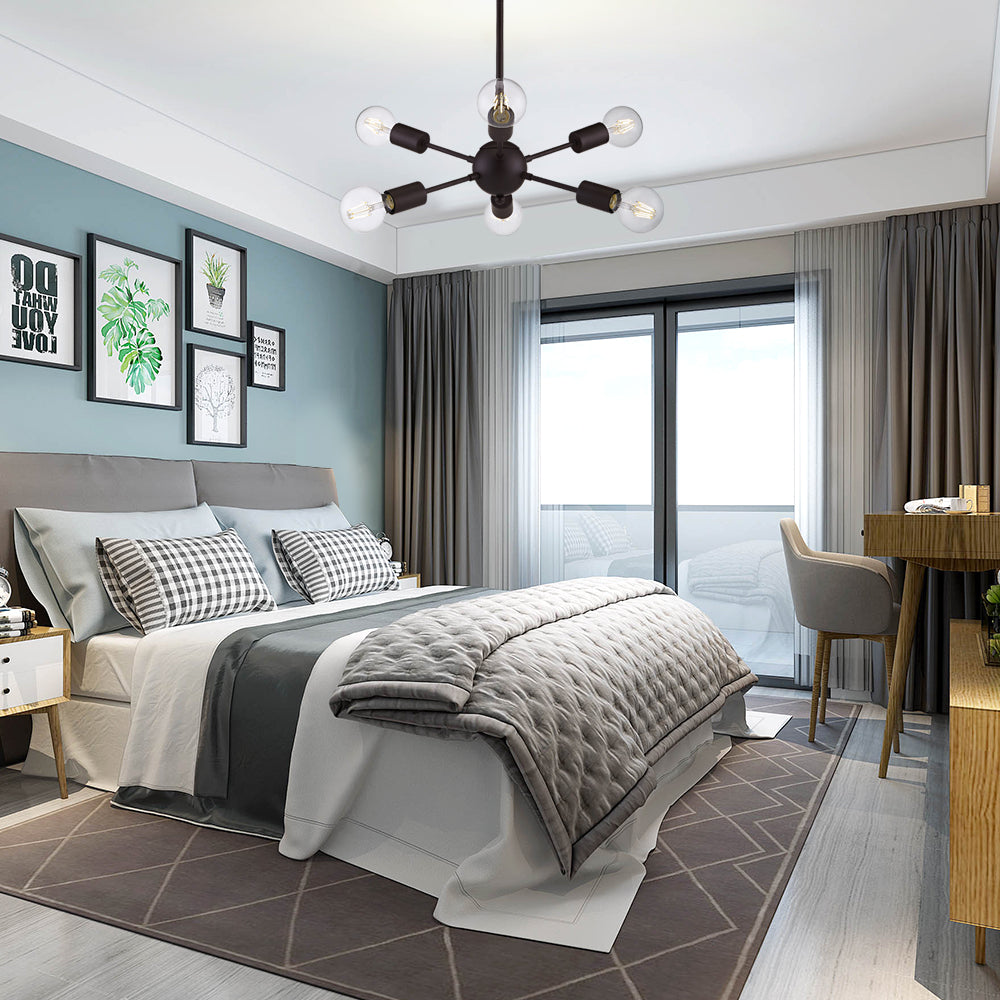 VINLUZ Modern Sputnik Chandelier Lighting 6 Lights Oil-Rubbed Bronze