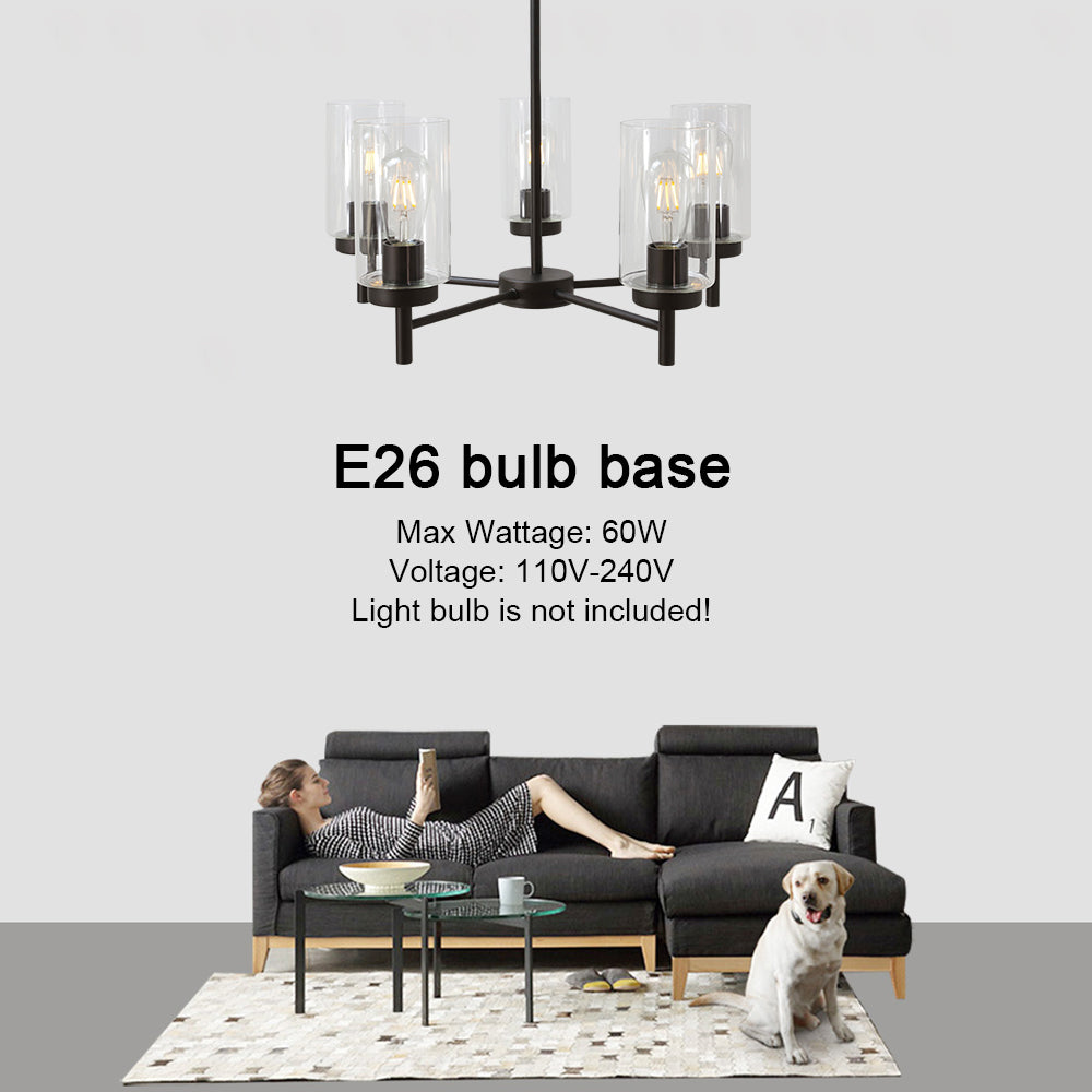 VINLUZ Contemporary 5-Light Large Chandeliers Oil Rubbed Bronze