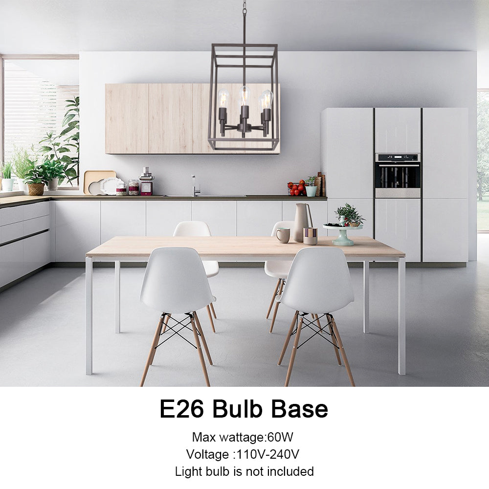 VINLUZ 6 Light Farmhouse Square cage Pendant Lighting Oil-Rubbed Bronze