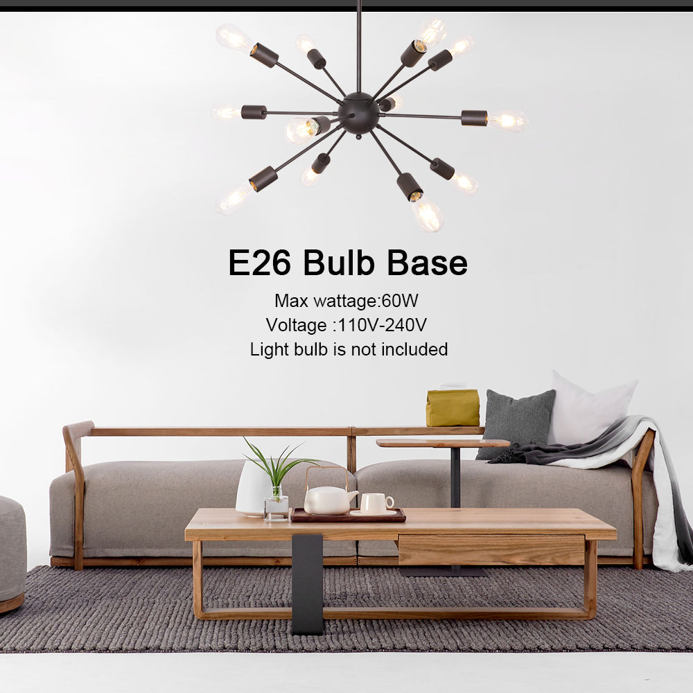 VINLUZ Modern Sputnik Chandelier Lighting VINLUZ 12 Light Oil-Rubbed Bronze