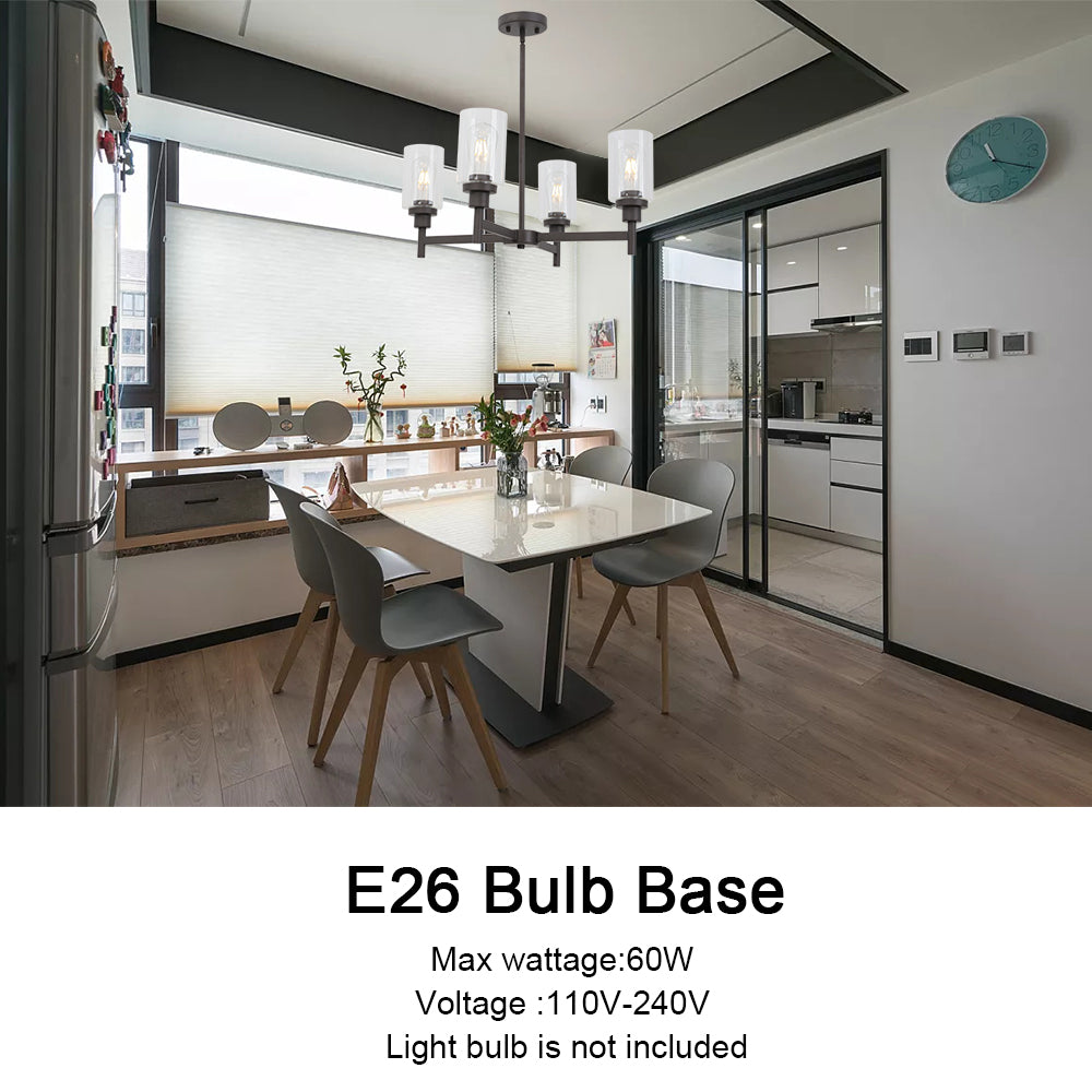 VINLUZ 4 Light Pendant Chandelier Modern Metal Lighting Oil-Rubbed Bronze