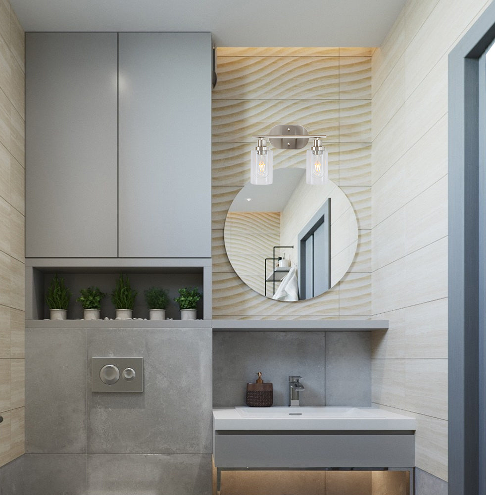 2 Light VINLUZ Bathroom Vanity Light Brushed Nickel Wall Sconce