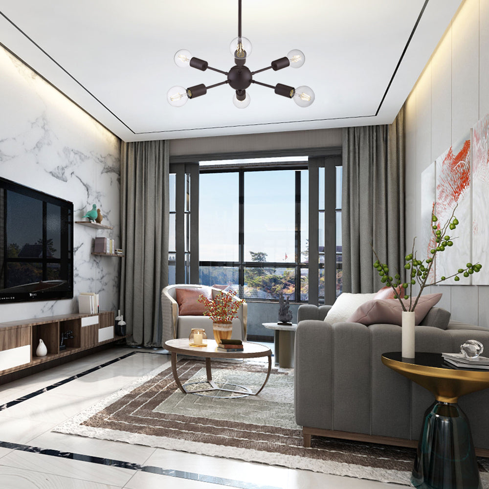 VINLUZ Modern Sputnik Chandelier Lighting 6 Lights Oil-Rubbed Bronze