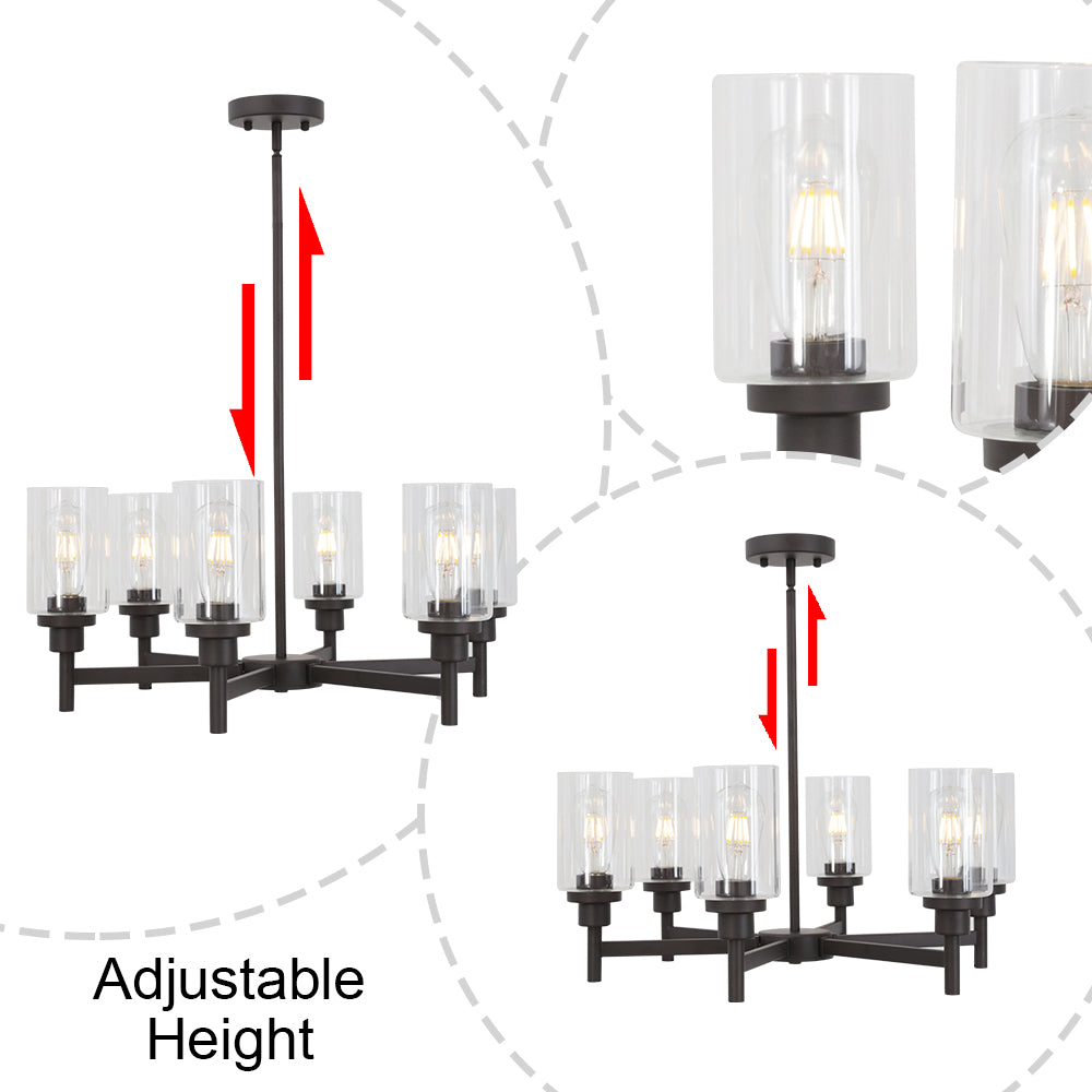 VINLUZ 6 Light Farmhouse Chandelier Classic Pendant Lighting Oil-Rubbed Bronze