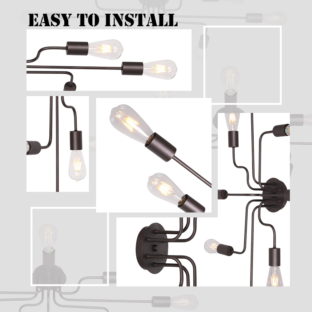 VINLUZ Modern Metal 8 Lights Oil-Rubbed Bronze Kitchen Dining Room Lighting