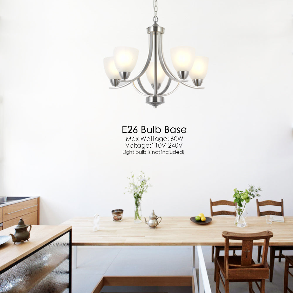 VINLUZ 5 Light Contemporary Chandeliers Brushed Nickel Modern Light Fixtures