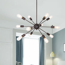 VINLUZ Modern Sputnik Chandelier Lighting VINLUZ 12 Light Oil-Rubbed Bronze