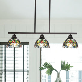VINLUZ Tiffany Chandeliers 3 Light Fixture Pendant 7.5-inch Shade Multi-Colored