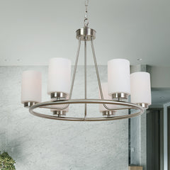 VINLUZ One-Light Clear Glass Pendant – Brushed Nickel, Semi-Flush Mount, Height Adjustable, For Sloped Ceilings, Dimmable, UL Listed
