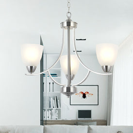 VINLUZ 3 Light Contemporary Chandeliers Brushed Nickel Modern Light Fixtures