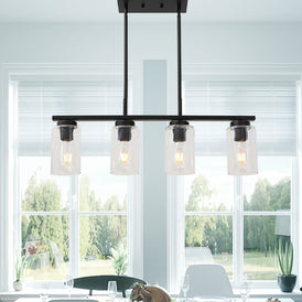 VINLUZ 4 Light Black Kitchen Island Lighting