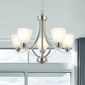 VINLUZ 5 Light Contemporary Chandeliers Brushed Nickel Modern Light Fixtures