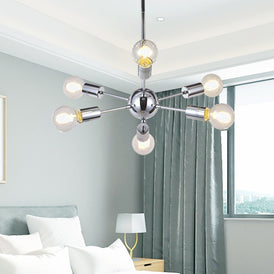 VINLUZ Modern Sputnik Chandelier Lighting 6 Lights Italian Designed Chrome