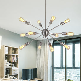 VINLUZ Modern Sputnik Chandelier Lighting 12 Lights Italian Designed Brushed Nickel