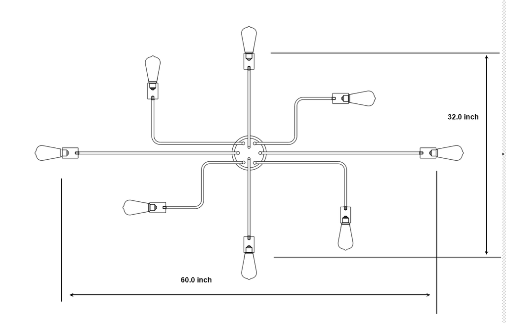 VINLUZ 8 Light Sputnik Chandelier 60In Length 32In Wide Customized Fixture Oil Rubbed Bronze